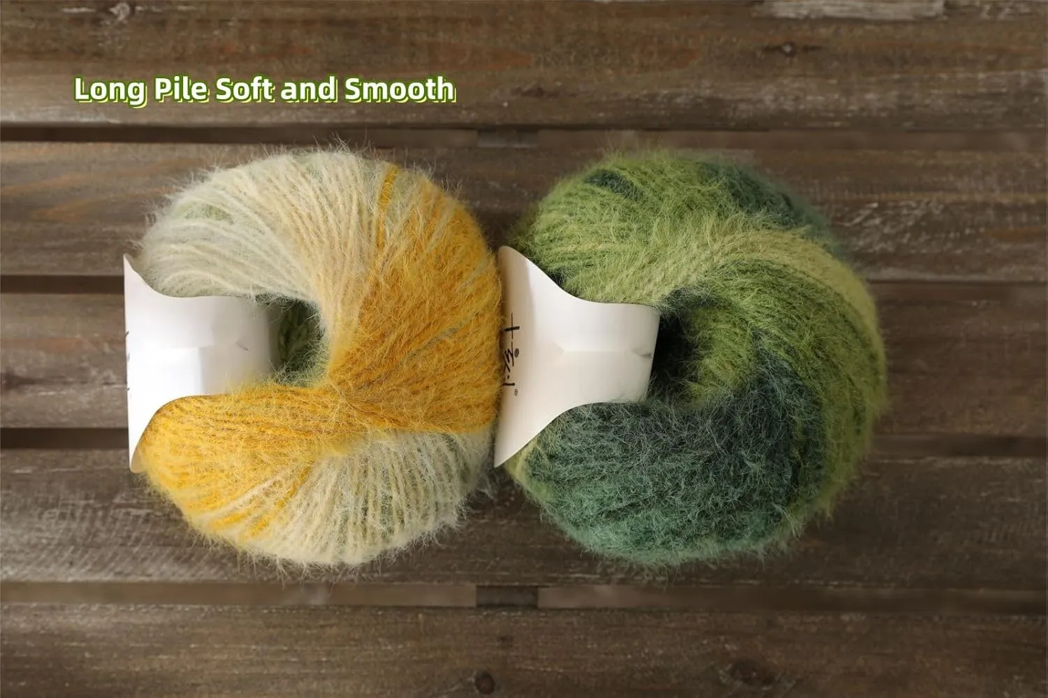 Snowbaby Wool Acrylic Blend Long Pile Yarn,(Worsted) Luxurious Fuzzy Multicolor Gradient Yarn for Knitting and Crocheting Hat Scarf Sweater, 2 * 3.52oz/100g 207yds(52-Morning Rice Paddies)