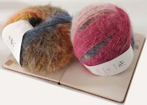 Snowbaby Wool Acrylic Blend Long Pile Yarn,(Worsted) Luxurious Fuzzy Multicolor Gradient Yarn for Knitting and Crocheting Hat Scarf Sweater, 2 * 3.52oz/100g 207yds(53-Clouds at Sunset)