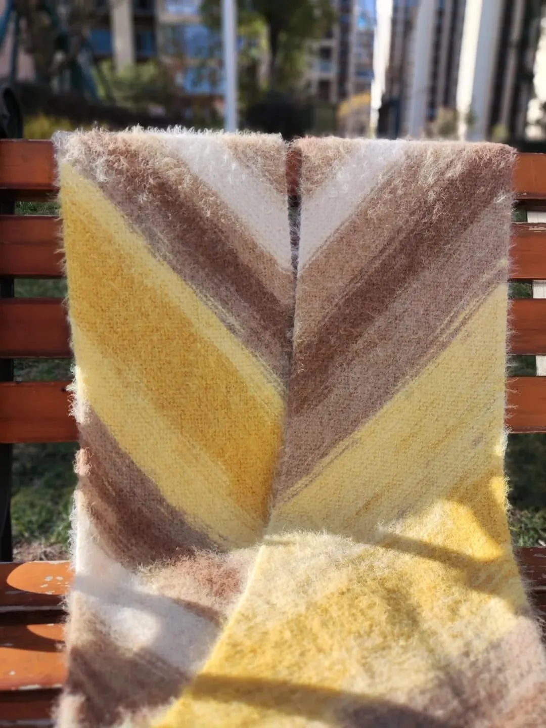 Snowbaby Wool Acrylic Blend Long Pile Yarn,(Worsted) Luxurious Fuzzy Multicolor Gradient Yarn for Knitting and Crocheting Hat Scarf Sweater, 2 * 3.52oz/100g 207yds(56-Warm Autumn Sun)