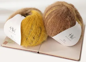 Snowbaby Wool Acrylic Blend Long Pile Yarn,(Worsted) Luxurious Fuzzy Multicolor Gradient Yarn for Knitting and Crocheting Hat Scarf Sweater, 2 * 3.52oz/100g 207yds(56-Warm Autumn Sun)