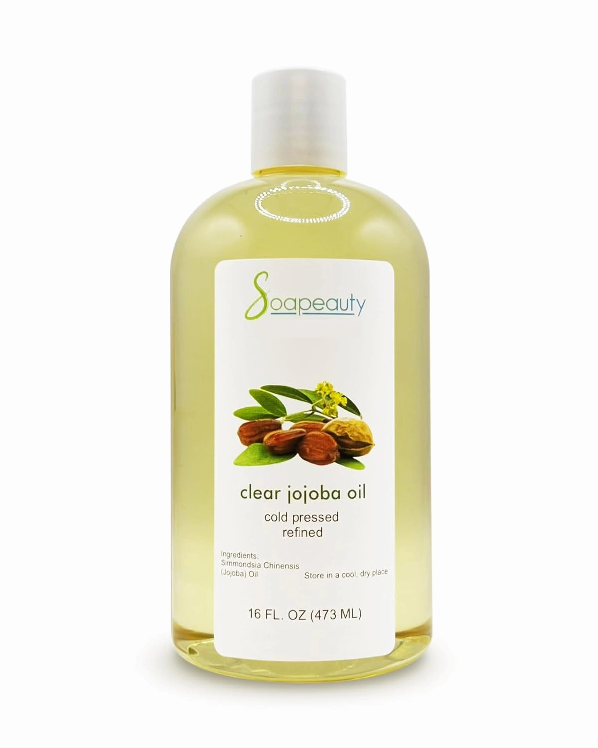 Soapeauty Clear Jojoba Oil | 100% Pure & Natural | Refined, Cold Pressed, Hexane Free | Moisturizing Oil for Skin, Face, Hair & Nails | 16 fl oz