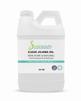Soapeauty Clear Jojoba Oil | 100% Pure & Natural | Refined, Cold Pressed, Hexane Free | Moisturizing Oil for Skin, Face, Hair & Nails | 64 fl oz
