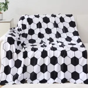 Soccer Blanket for Kids 8-12 - Ball Lovers Team Gifts - Black White Fleece Blankets for Boys Girls (40x50 inch)
