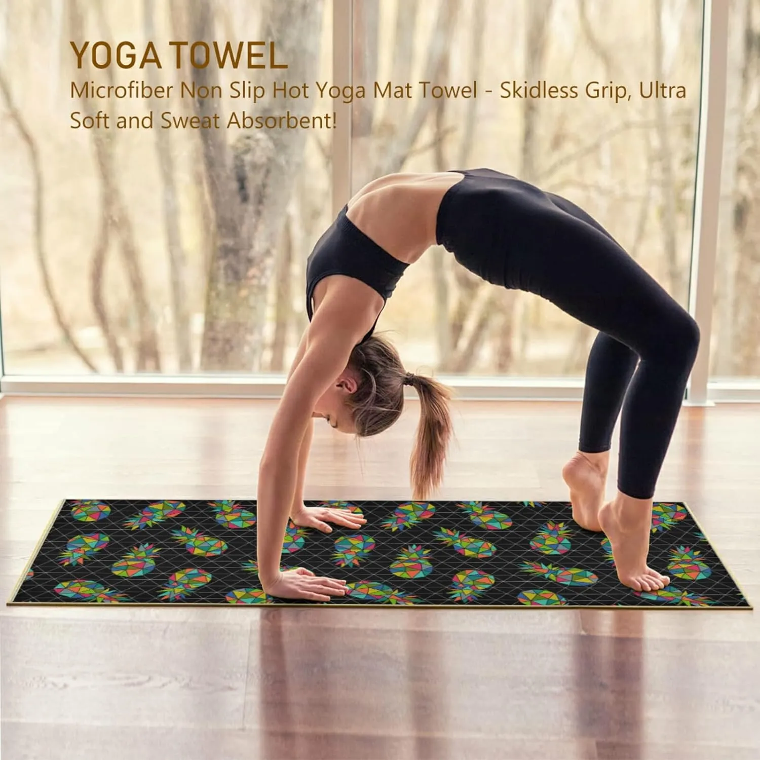 Soft Sweat Absorbent Non Slip Yoga Mat Towel, Durable Folding Workout Towel for Pilates Exercise, Fitness Mat Towel with Bag