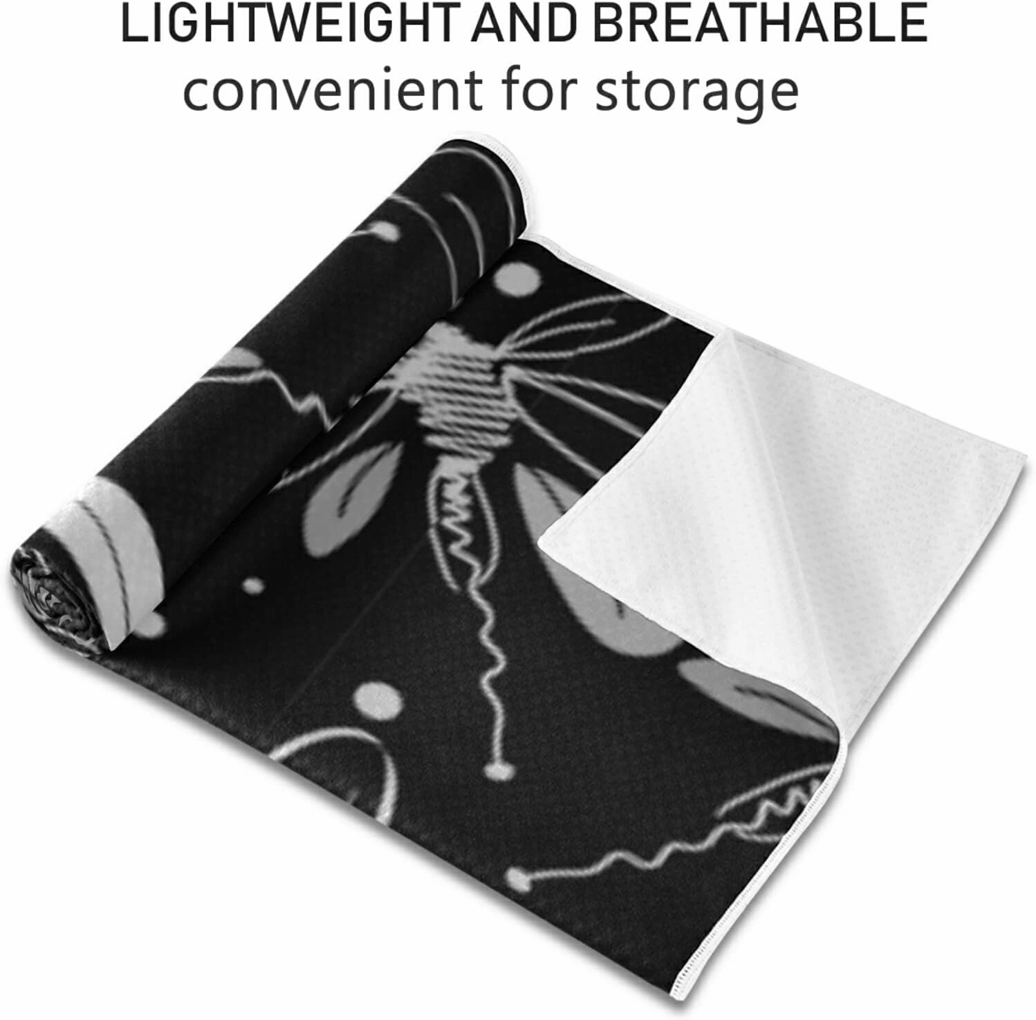 Soft Sweat Absorbent Non Slip Yoga Mat Towel, Durable Folding Workout Towel for Pilates Exercise, Fitness Mat Towel with Bag