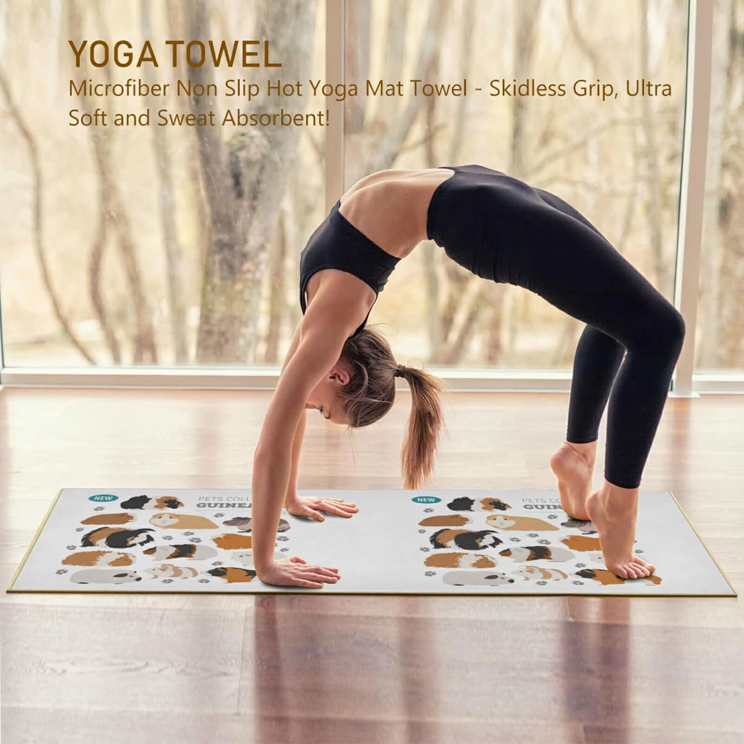 Soft Sweat Absorbent Non Slip Yoga Mat Towel, Durable Folding Workout Towel for Pilates Exercise, Fitness Mat Towel with Bag