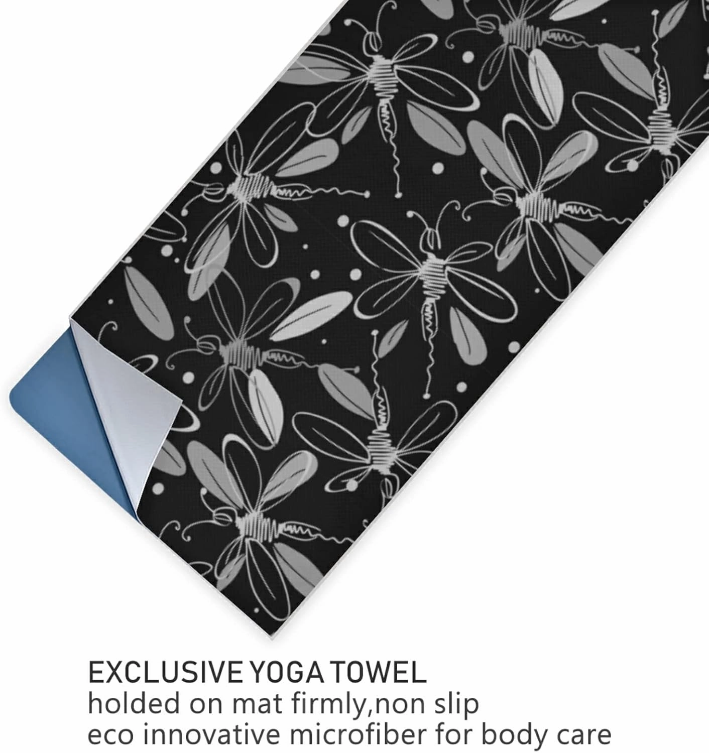Soft Sweat Absorbent Non Slip Yoga Mat Towel, Durable Folding Workout Towel for Pilates Exercise, Fitness Mat Towel with Bag