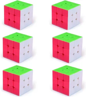 Speed Cube 3x3 Magic Cube 3 Pack 56mm Speed Cube Puzzles Toys Party Puzzle Cube Toy Great IQ Games Gift for Kid Teens Adults (6PACK)
