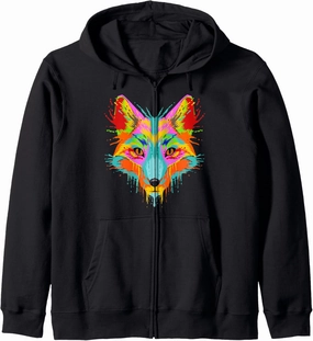Splash Art Fox - Colorful Foxes - Color Wild Animal Splashes Zip Hoodie