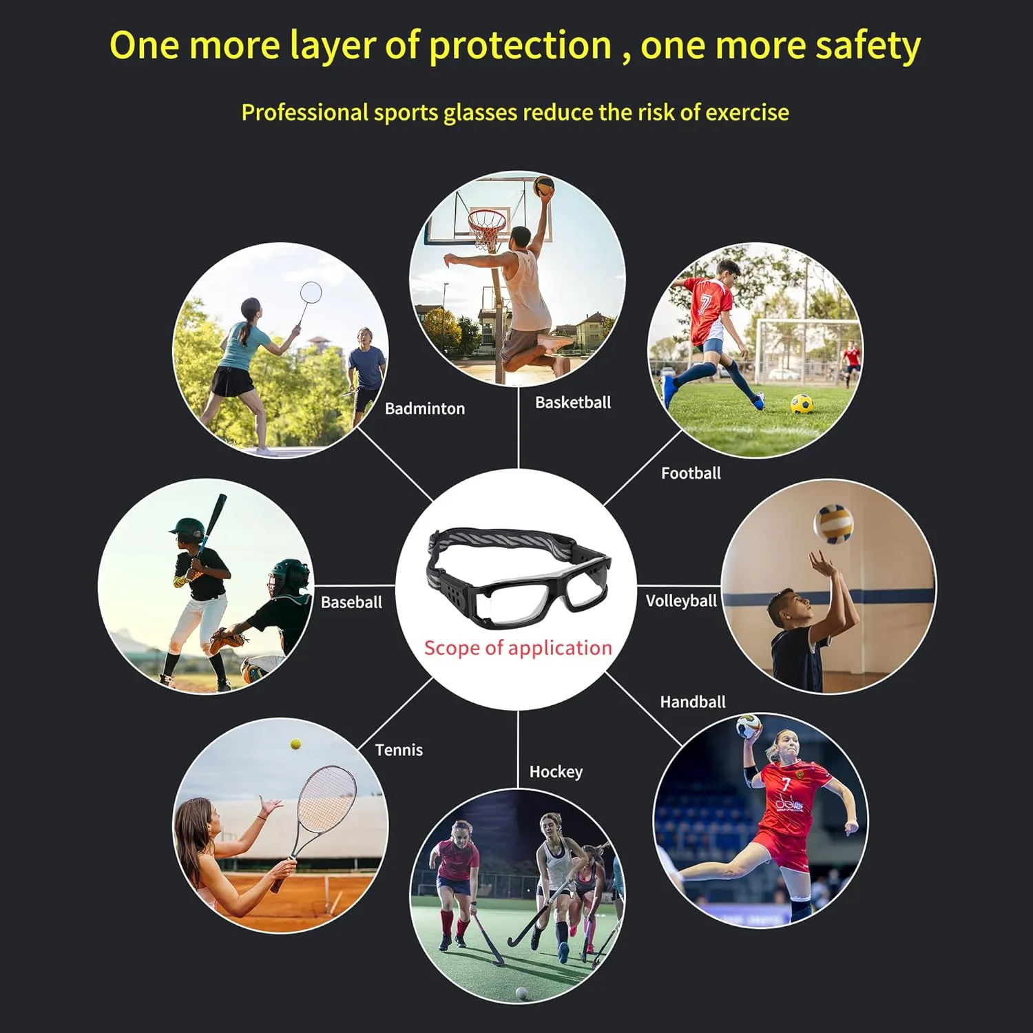 Sports Goggles Glasses Protective Safety Basketball Football Sport Glasses Men Shock Collision Adjustable Glasses