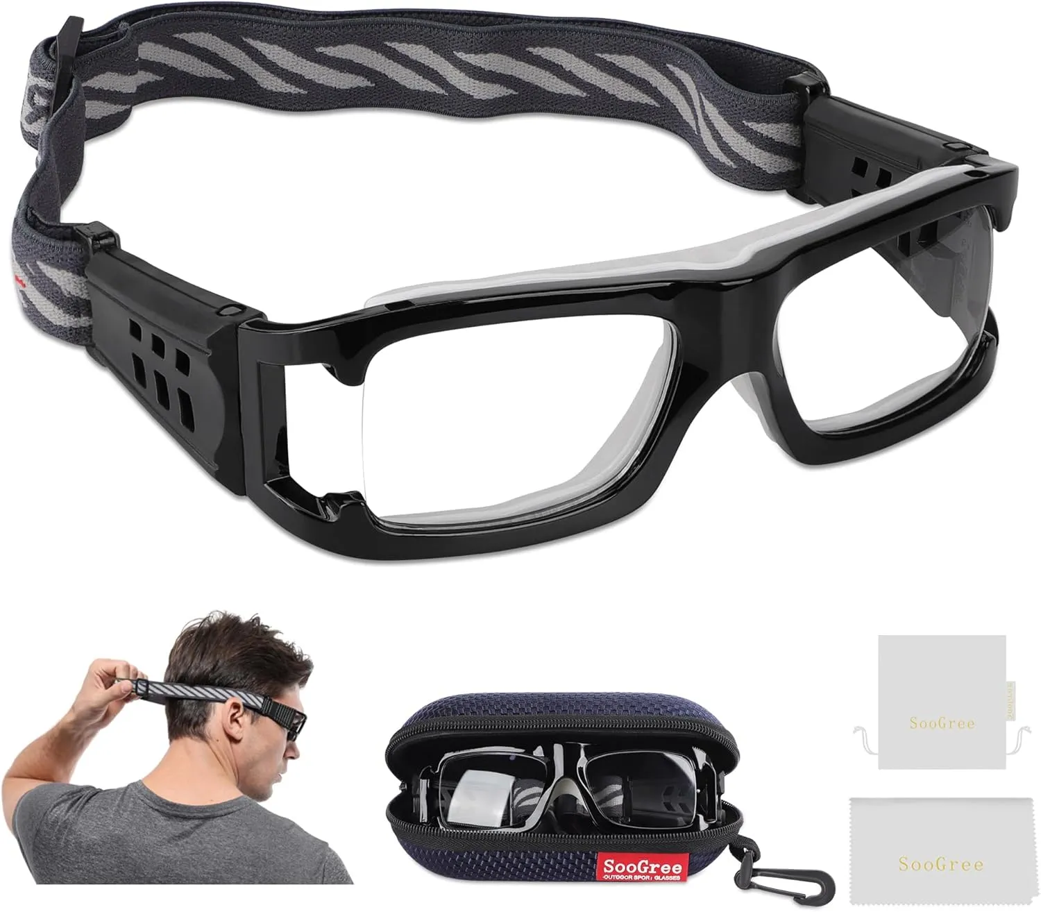 Sports Goggles Glasses Protective Safety Basketball Football Sport Glasses Men Shock Collision Adjustable Glasses