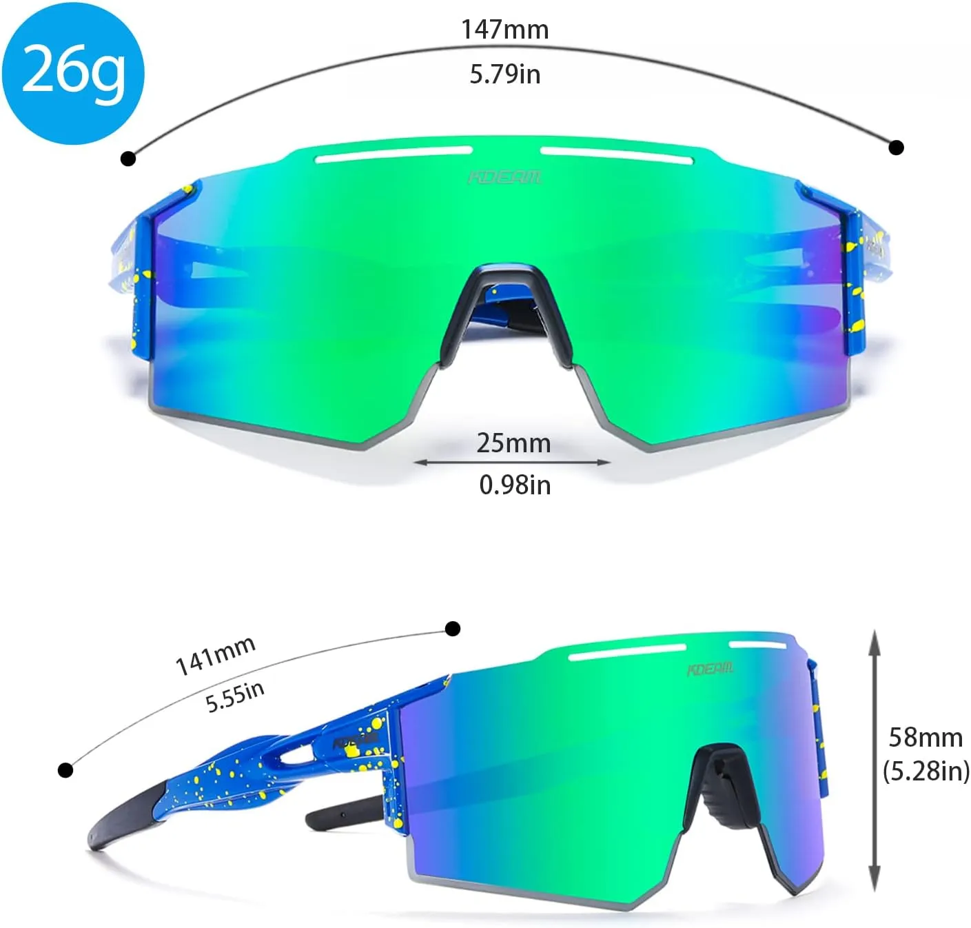 Sports Polarized Sunglasses UV Protection for Youth, Men & Women, Ideal for Cycling Running Baseball Skiing & Softball