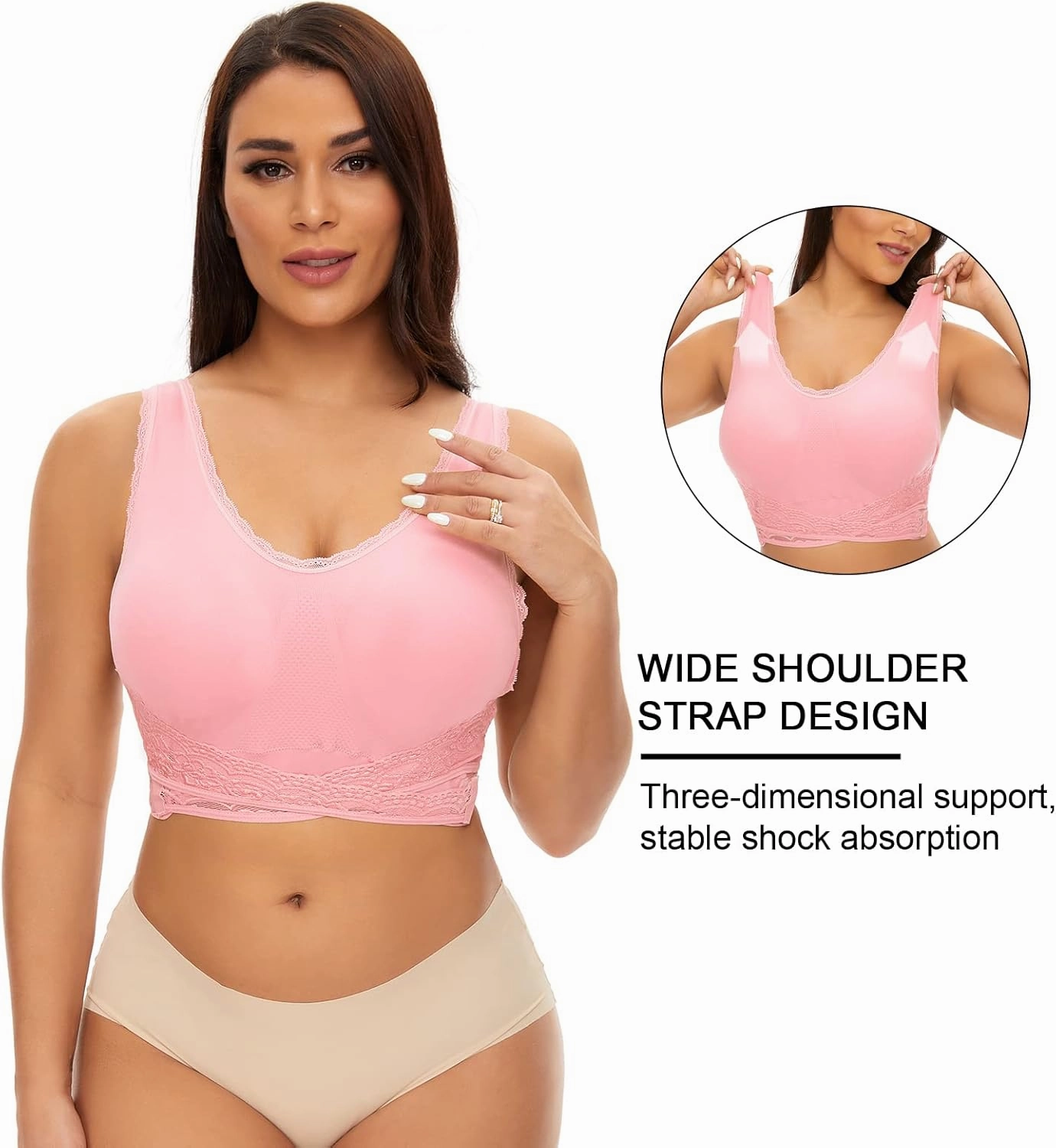 Sports Bras for Women Front Cross Front Side Buckle Bra Wireless Bra Pads Seamless Comfort Bra Yoga Bra 1/2/3 Pack