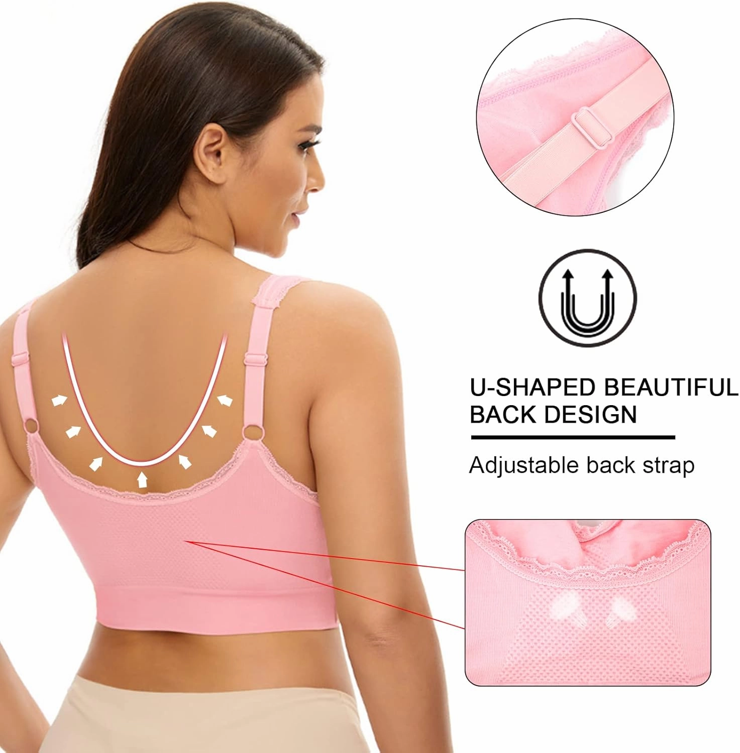 Sports Bras for Women Front Cross Front Side Buckle Bra Wireless Bra Pads Seamless Comfort Bra Yoga Bra 1/2/3 Pack