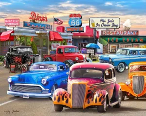 Springbok's Classic Car Show 1000 Piece Puzzle for Adults Showcases Hot Rods and Classic Cars in All Their Colorful Glory. - Made in The USA