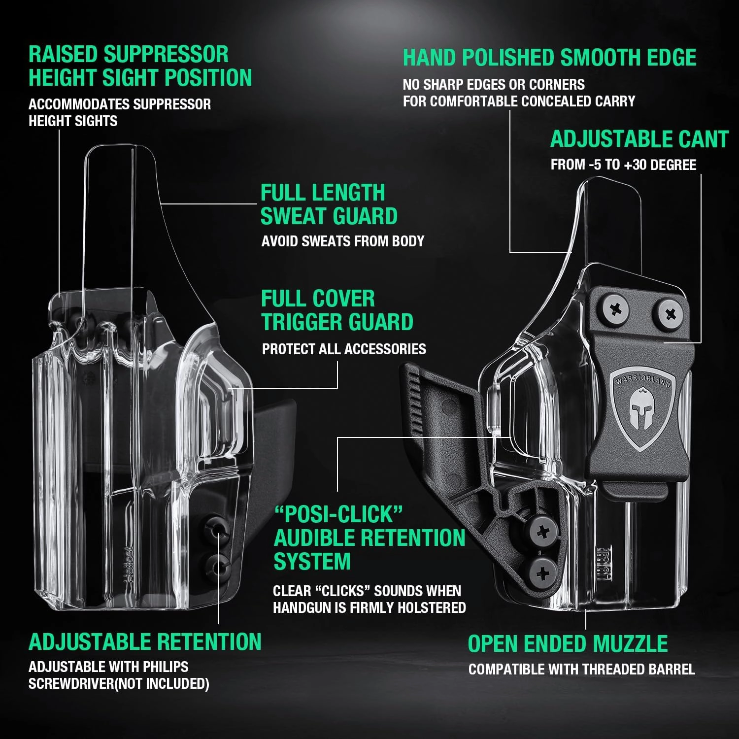 Springfield Armory Hellcat IWB Appendix KYDEX Holster - Adj. Cant & Retention, Right/Left Hand Optional