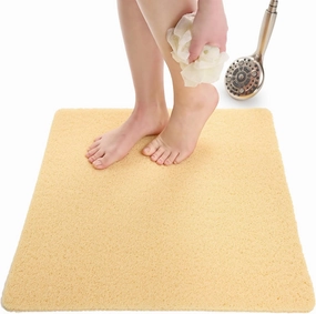 Square Shower Mat - Non Slip Shower Mats for Inside Shower - Extra Large 31x31 Shower Floor Mat Non Slip - Square Bath Mat for Shower - Secure Anti Slip Loofah Shower Bath Mat (31x31 Beige)