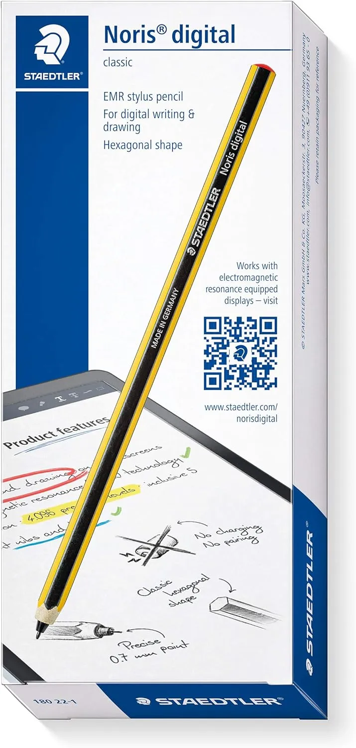 STAEDTLER Noris Digital Classic EMR Stylus, 0.7mm Tip, 4096 Pressure Levels, No Charging - Yellow