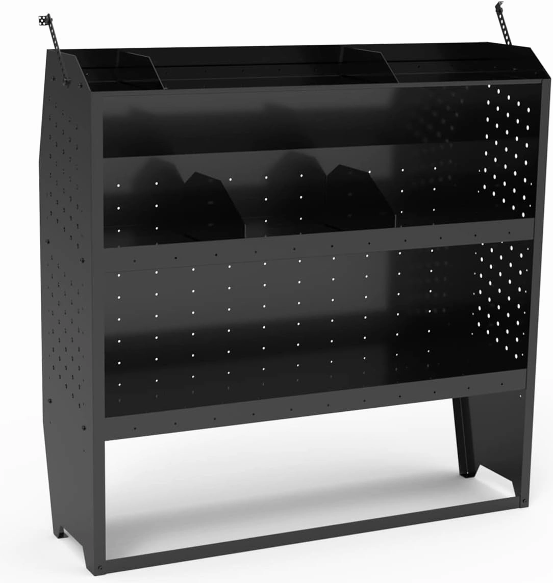 StarONE Cargo Van Shelving Storage Fit for Transit Connect 2014 ,NV200,Chevy City Express, Promaster City w/Hooks,Black,Steel,42" W x 43" H x 13" D