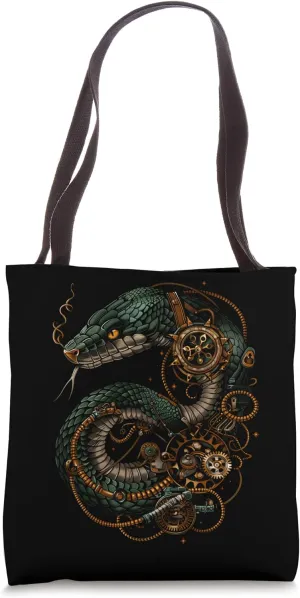 Steampunk Snake with venom color as a reptile Serpent Design Tote Bag