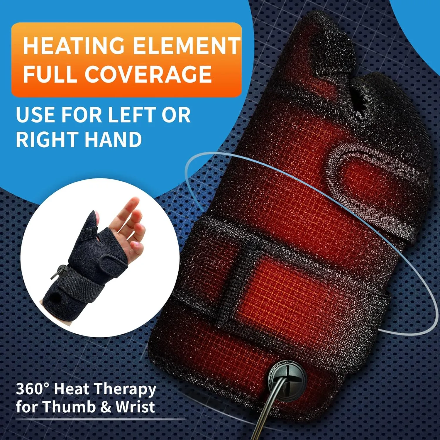 sticro Wrist Thumb Brace Heating Pad for Arthritis and Carpal Tunnel Relief, Hand Heating Pad for Sprains Trigger Thumb, Tendonitis Pain Relief - Left Right Hand (L/XL)