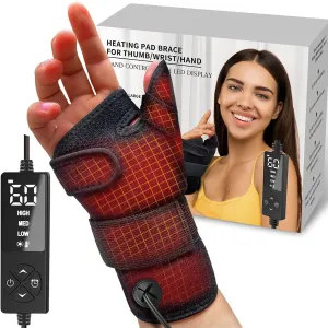 sticro Wrist Thumb Brace Heating Pad for Arthritis and Carpal Tunnel Relief, Hand Heating Pad for Sprains Trigger Thumb, Tendonitis Pain Relief - Left Right Hand (L/XL)
