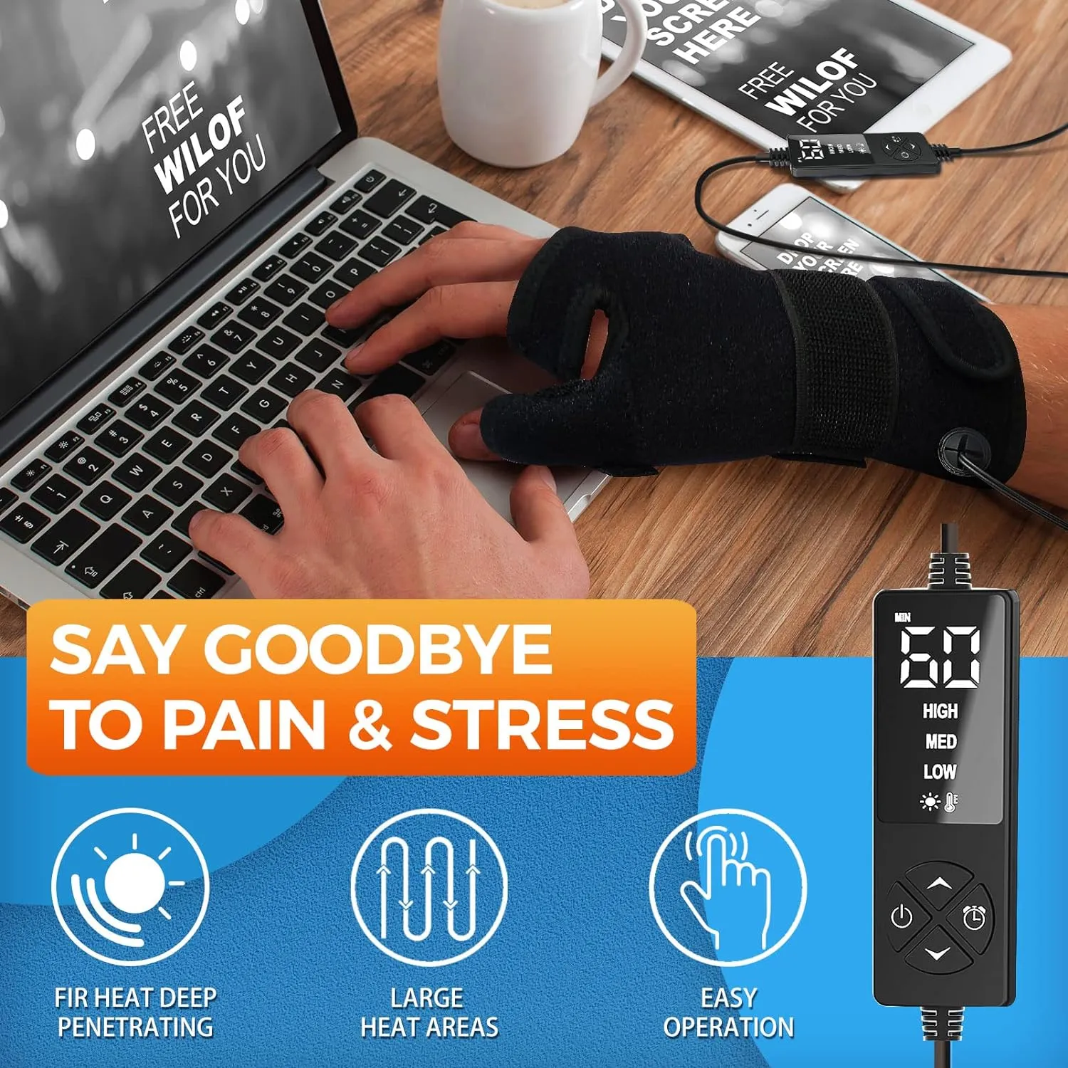 sticro Wrist Thumb Brace Heating Pad for Arthritis and Carpal Tunnel Relief, Hand Heating Pad for Sprains Trigger Thumb, Tendonitis Pain Relief - Left Right Hand (L/XL)