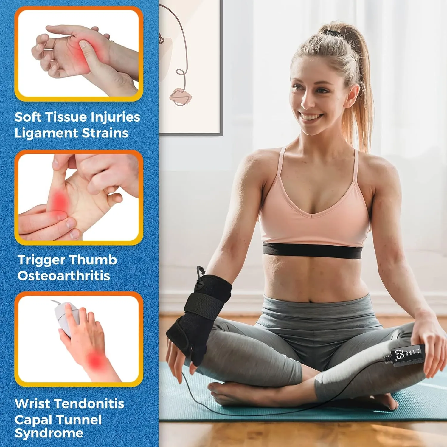 sticro Wrist Thumb Brace Heating Pad for Arthritis and Carpal Tunnel Relief, Hand Heating Pad for Sprains Trigger Thumb, Tendonitis Pain Relief - Left Right Hand (L/XL)