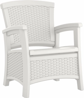 Suncast Elements Outdoor Resin Club Chair with 11-Gal. Storage Area, Modern Storage Chair for Patios, 18.75" W x 18.75" D x 18" H, Ice Cube