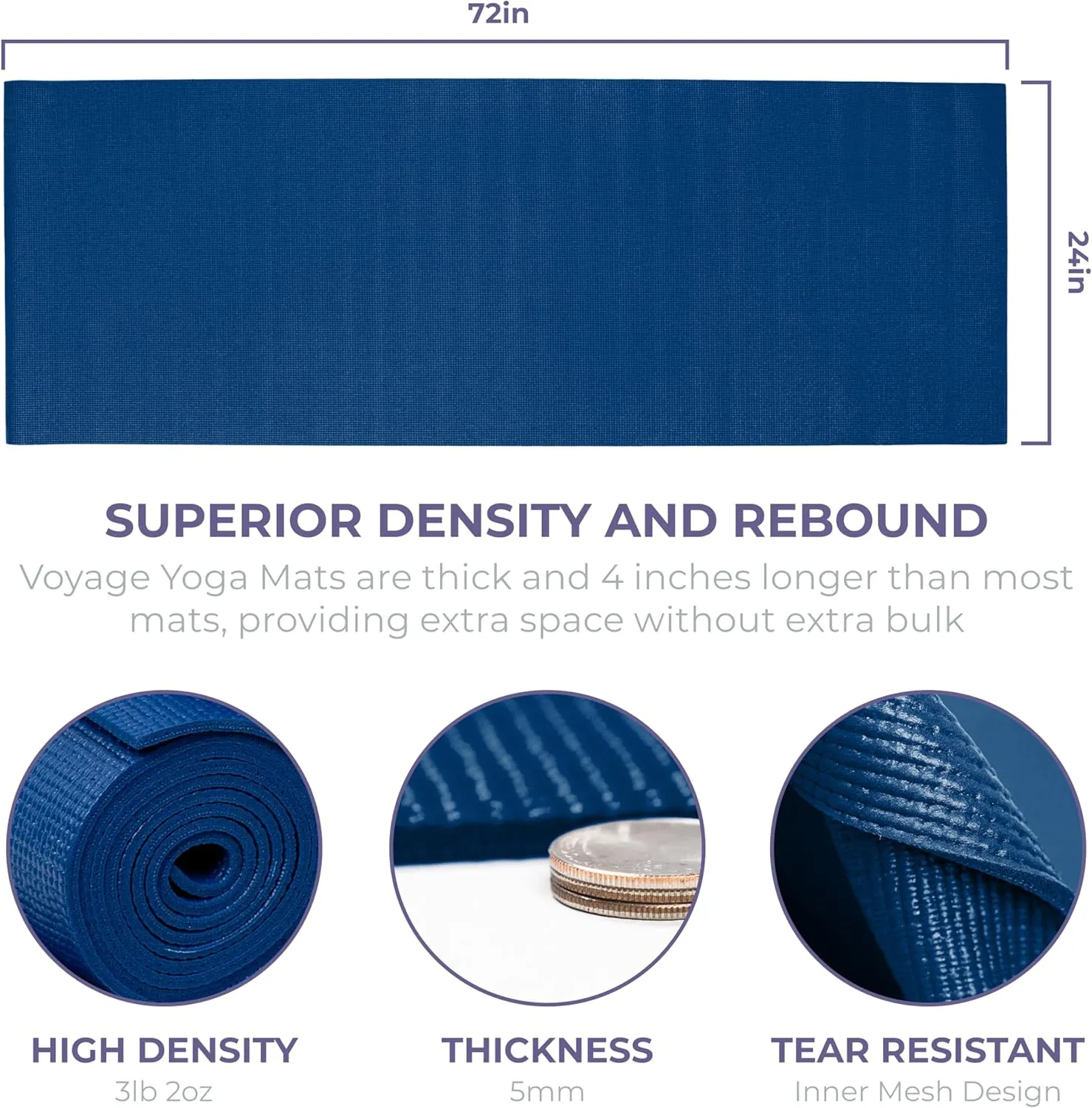 Sunshine Yoga Voyage Yoga Mat, 10 Pack, 72" x 24" Professional Studio and Gym Bulk Yoga Mats, 5mm Thick, Durable, Anti-Tear, Non Slip Fitness and Exercise Mats