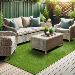 Sweet Home Stores Lifelike Artificial Grass Area Rug 3x5 Indoor/Outdoor with Drainage Holes, Customizable Thick High Pile for Backyards, Patio, Bedroom Rug, 2'7" x 5'