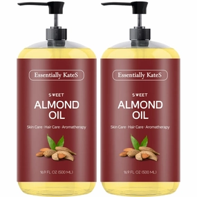 Sweet Almond Oil 33.8 Fl Oz - Pack of 2 x 16.9 Fl Oz - 100% Pure and Natural - Conditioning, Moisturizing & Nourishing - No Greasy Feel - A Natural Vit. E source