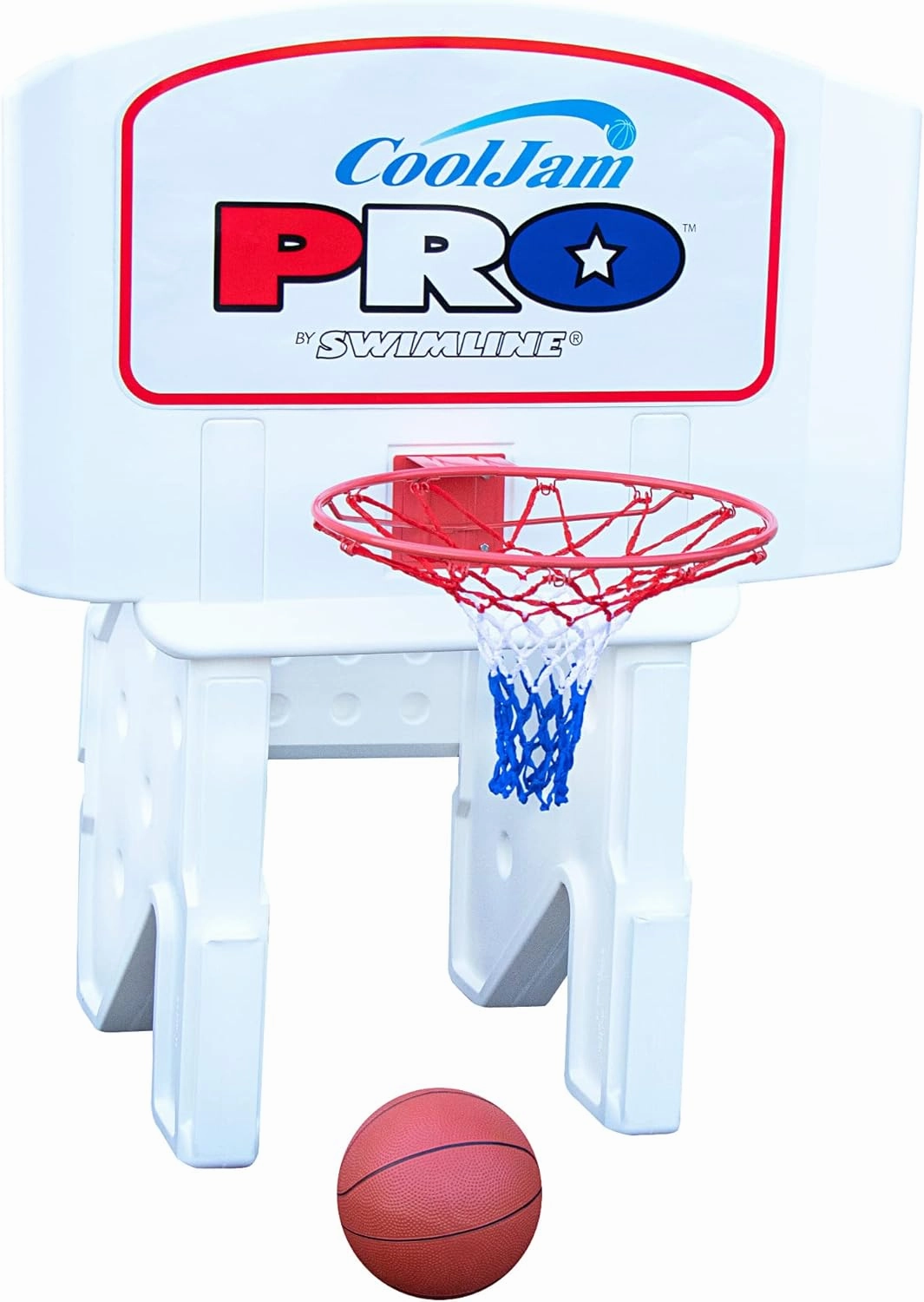 Swimline Cool Jam Pro In-Ground Poolside Basketball Game with Hoop, Regulation Size Ball, and Adjustable Backboard Height for Kids and Adults