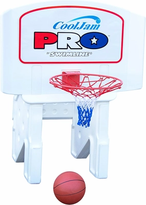 Swimline Cool Jam Pro In-Ground Poolside Basketball Game with Hoop, Regulation Size Ball, and Adjustable Backboard Height for Kids and Adults