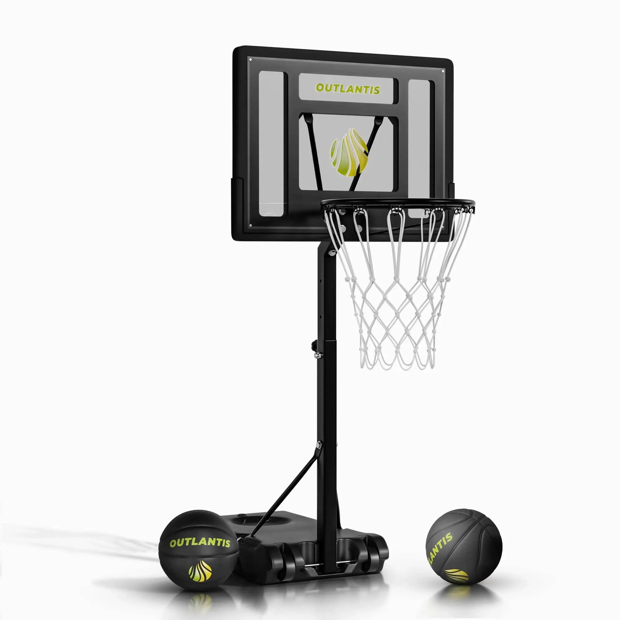Swimming Pool Basketball Hoop Set-Durable Steel Basketball Backboard and Rim with 2 Pool Basketball BallsPump & Tools -Pool Hoop for Outdoor Use Adjustable Basketball Hoop for Kids Adults