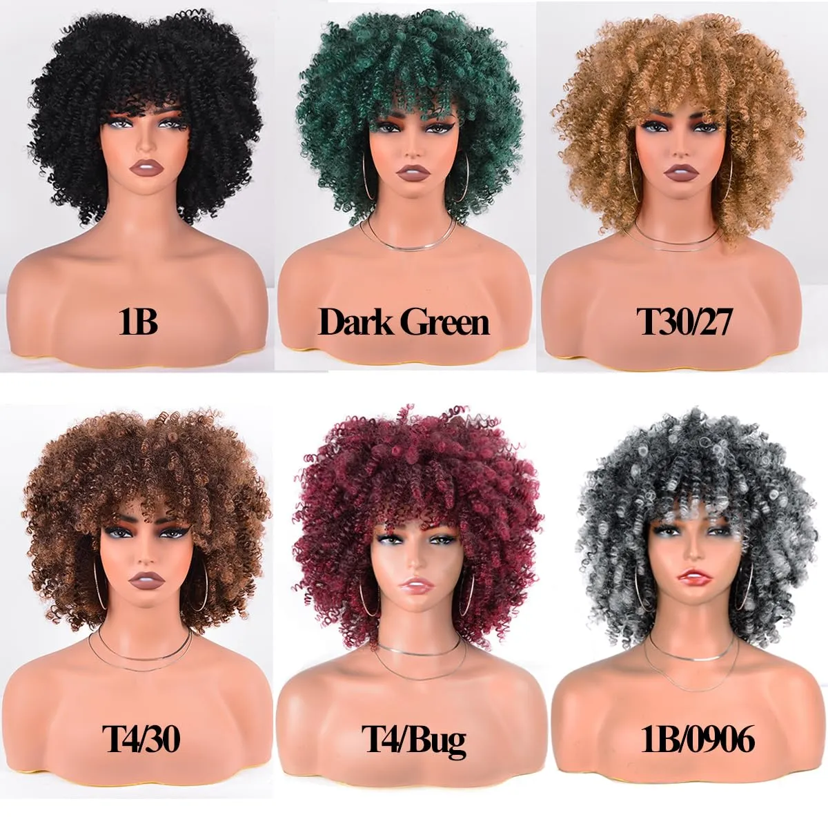 Synthetic Wig Short Ombre Brown Kinky Curly Hair Wig 10Inches 230g/Piece Afro Wigs Soft and Fluffy Like a Bomb Daily Use (Ombre Brown)