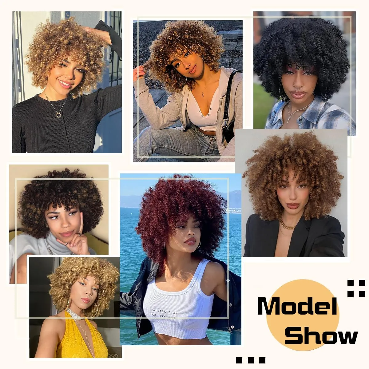 Synthetic Wig Short Ombre Brown Kinky Curly Hair Wig 10Inches 230g/Piece Afro Wigs Soft and Fluffy Like a Bomb Daily Use (Ombre Brown)