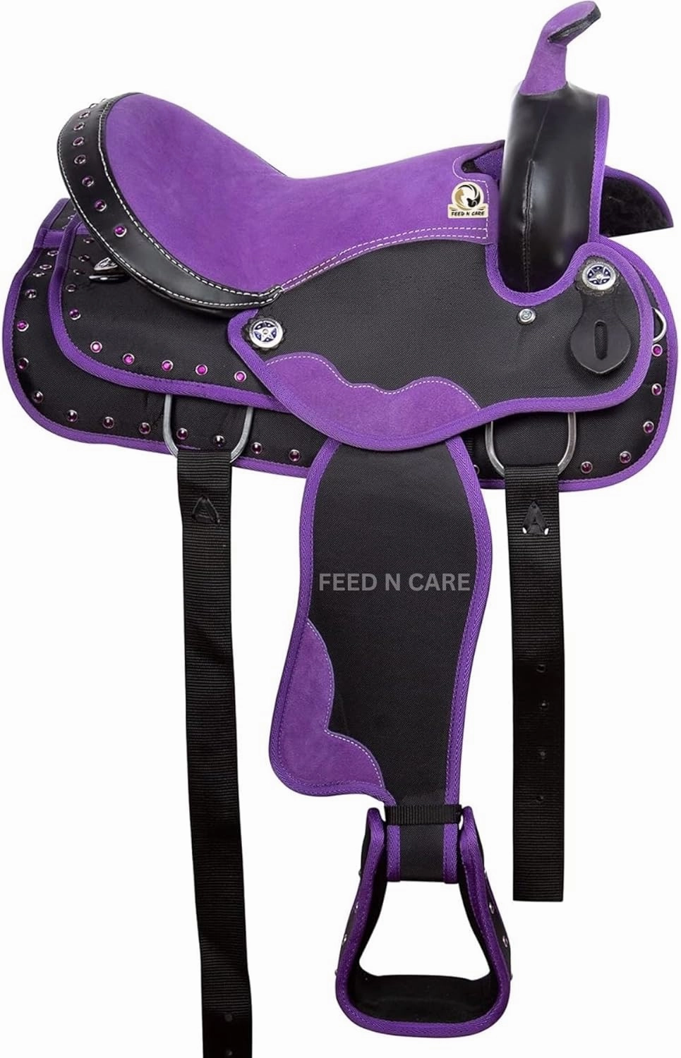 Synthetic Light Weight Comfy Padded Horse Seat Equestrian Tack Headstall,Breast Collar,Reins & Saddle Pad Seat Size 10" to 18" Inch