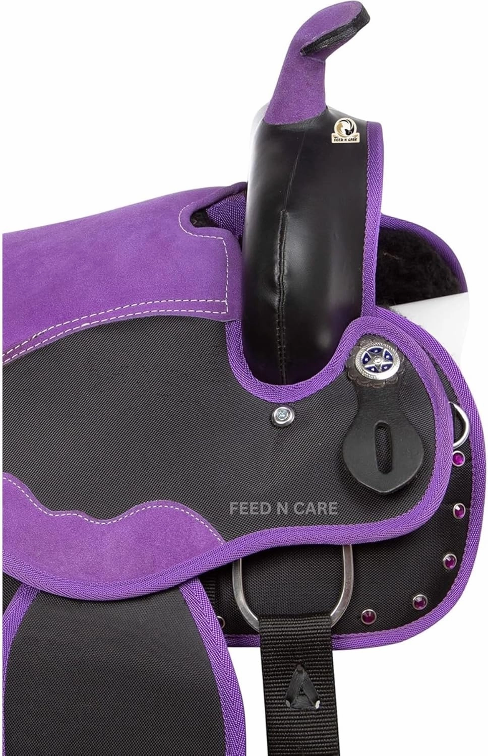 Synthetic Light Weight Comfy Padded Horse Seat Equestrian Tack Headstall,Breast Collar,Reins & Saddle Pad Seat Size 10" to 18" Inch