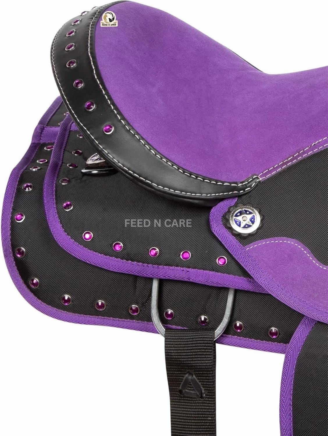 Synthetic Light Weight Comfy Padded Horse Seat Equestrian Tack Headstall,Breast Collar,Reins & Saddle Pad Seat Size 10" to 18" Inch