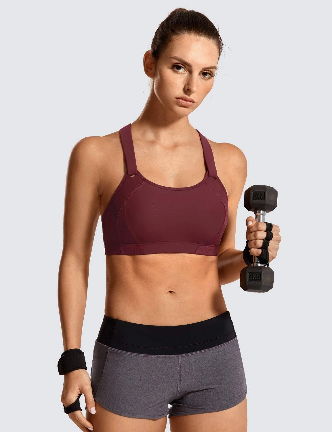 SYROKAN Women's Sports Bra High Impact Front Adjustable Support Lightly Padded Wireless Racerback Workout Running