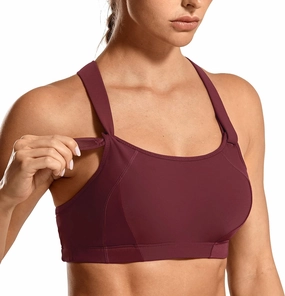 SYROKAN Women's Sports Bra High Impact Front Adjustable Support Lightly Padded Wireless Racerback Workout Running