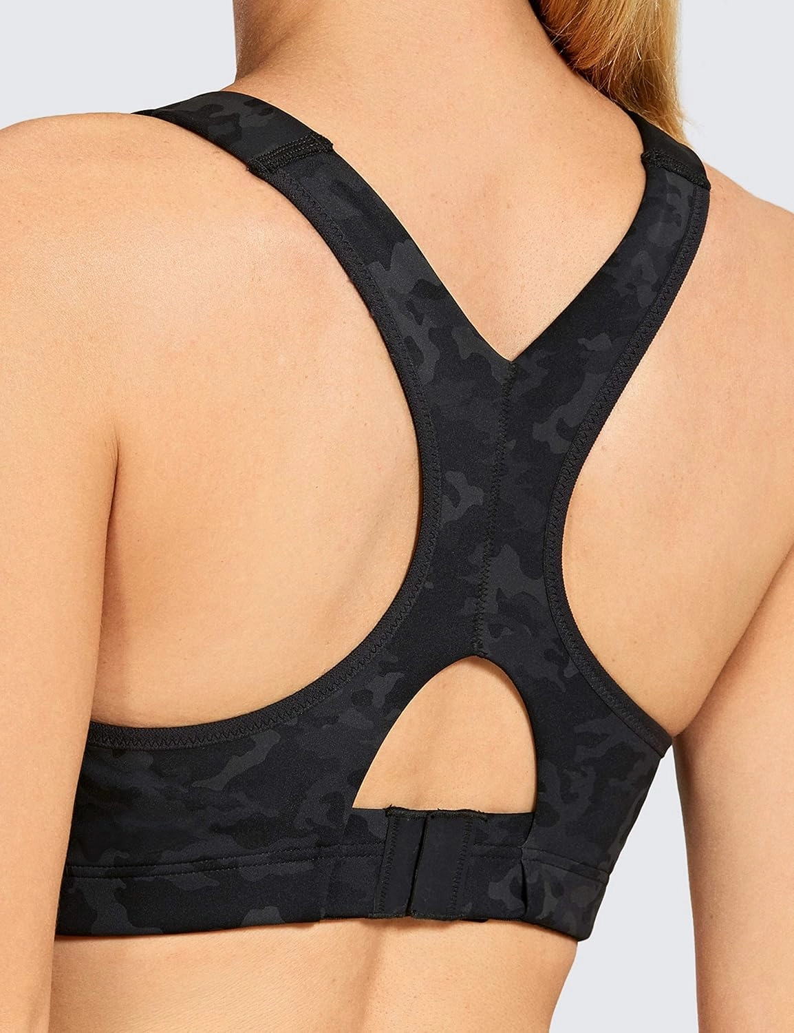 SYROKAN Women's Sports Bra High Impact Front Adjustable Support Lightly Padded Wireless Racerback Workout Running