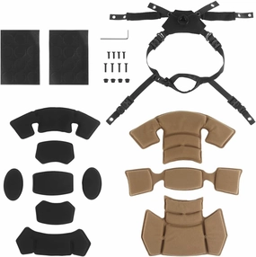 Tactical Helmet Liner Wearing System Combo Fits Wendy, Double Layer Helmet Pads, Chin Straps Adjustable via Dial, Cam Buckles and Quick Release Buckles, 4 Points Screws Mount Fits ACH, MICH, etc.