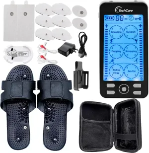 Tens Unit Muscle Stimulator 24 Modes EMS Pulse Massager Machine Device Neck Back Leg Shoulder Pain Relief with Reflexology Slippers   EVA Travel Case