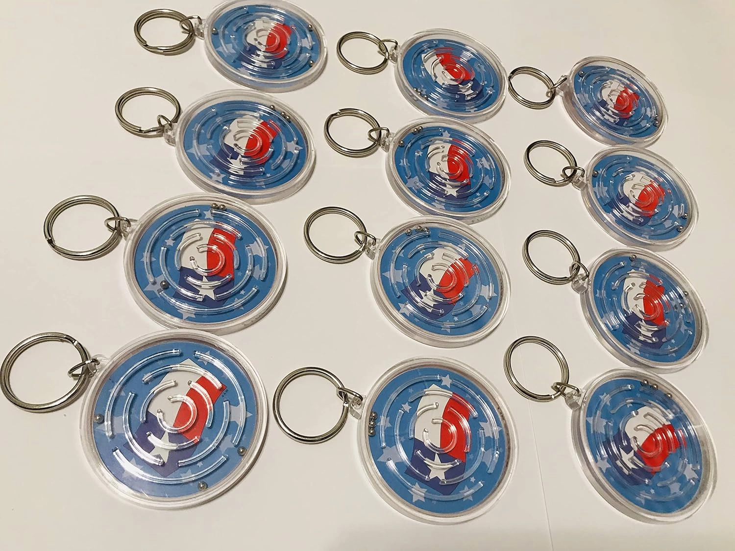 Texas Keychains 12 Pcs Pack - Classic Maze Puzzle With Texas Flag