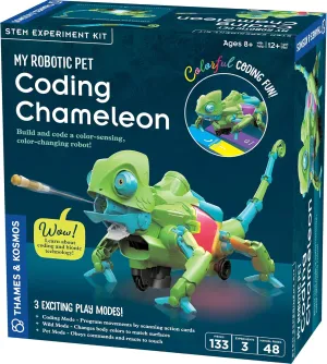Thames & Kosmos My Robotic Pet: Coding Chameleon STEM Building & Experiment Kit | Color-Sensing Coding Robot for Boys & Girls Ages 8 , Screen-Free Educational Fun, Robotic Reptile with 3 Play Modes