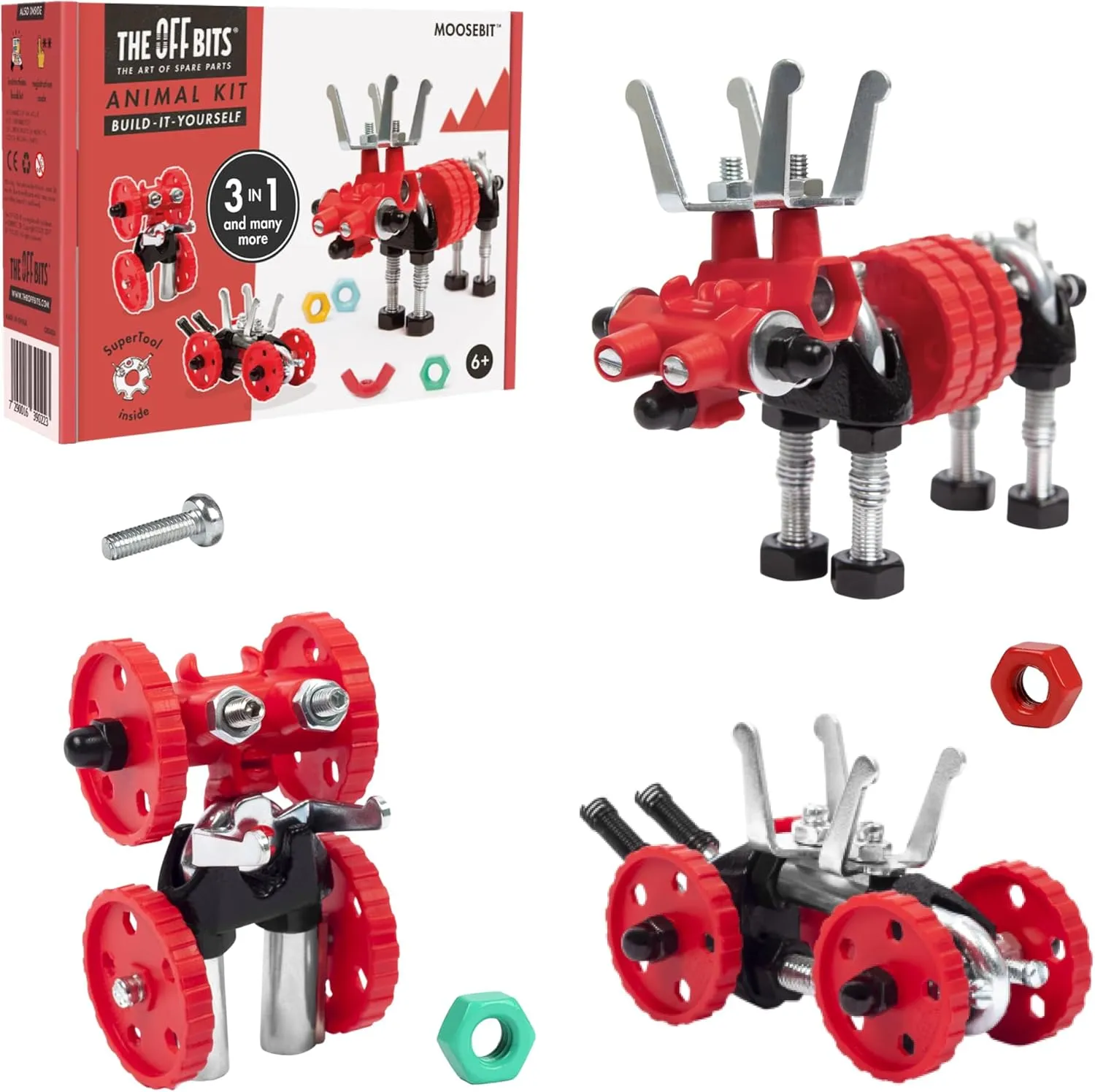 The Off Bits STEAM Building Set, Educational Build Your Own Robot Toy, Age 6 7 8 9  Year Old Boys & Girls, Animal Stem Toys Engineering Kit, Construction Toys Steam Gifts for Kids - Moose
