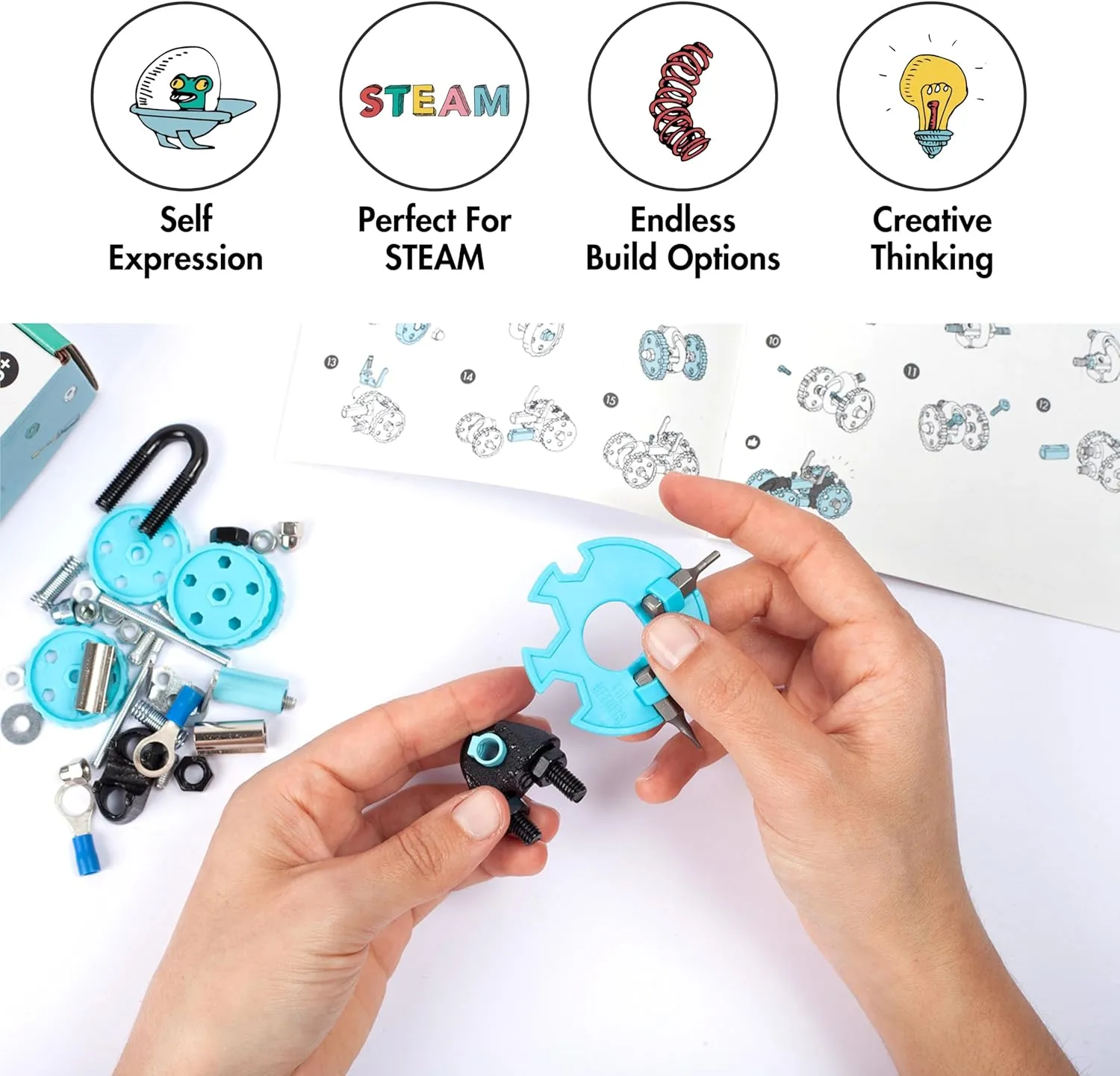 The Off Bits Vehicle STEAM Building Set, Educational Gift Idea, Build Your Own Robot Toy for Kids Age 6 7 8 9  Year Old Boys and Girls, Stem Toys Engineering Kit, Construction Toys Steam Gift
