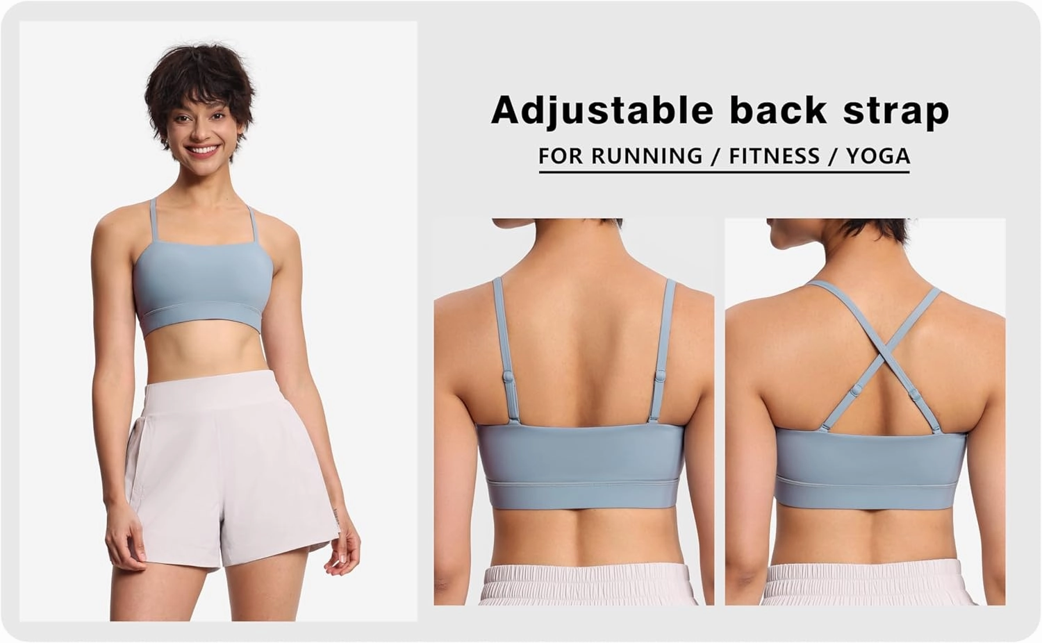 THE GYM PEOPLE Women's Adjustable Spaghetti Strap Sports Bras Wirefree Workout Tops with Removable Padded